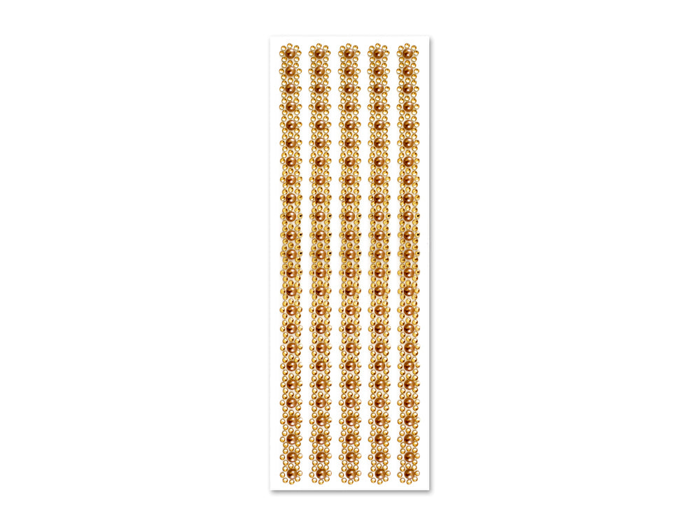 Paper Craft Sticker: 10cmx27cm Jewel Borders D) Gold Pearl Floral