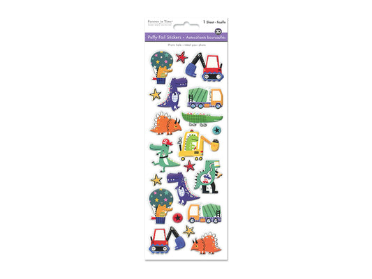 Paper Craft Sticker: 25cmx10cm 3D Puffy Foil G) Active Dino