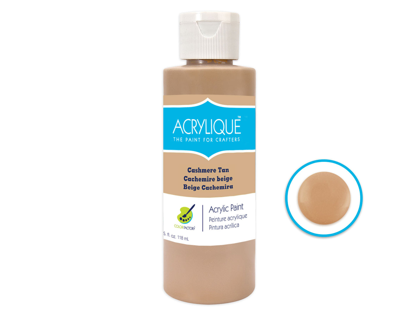 Color Factory: 4oz Acrylique Paint for Crafter's 160 Cashmere Tan