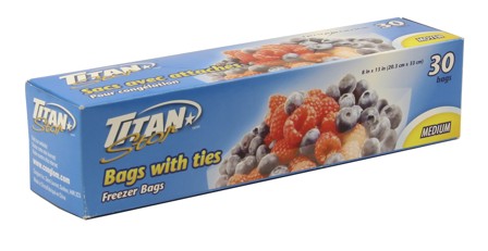 TITAN MEDIUM STORAGE BAGS W/TIES 30 BAGS/PK