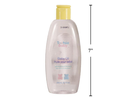 Tootsie Baby 200ml (6.7oz) Baby Oil  Flip-up Bottle