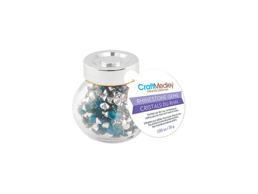 Craft Embell: 6mmx4.5mm Rhinestone Diamond 30g in Glass Jar w/Screw Cap B) Turquoise