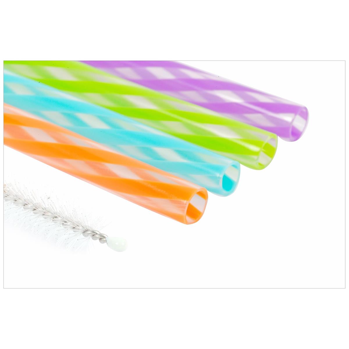 Luciano Reusable 15-pc 11"L Straws, w/ cleaning brush, zip lock bag(CS)