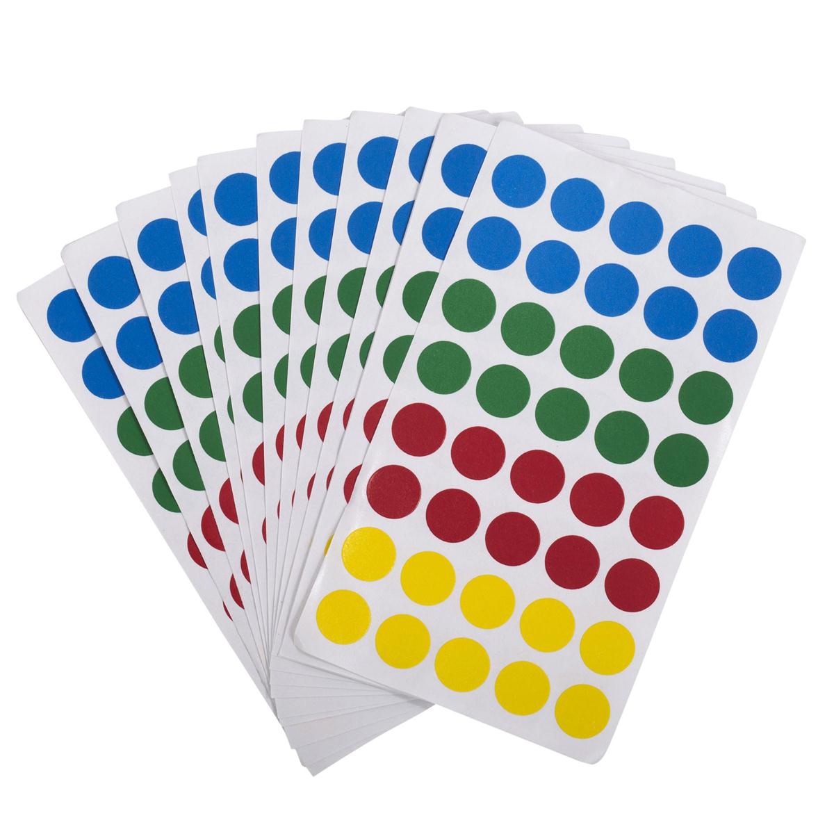 O.WKs.  Colour Coding Label, 520-pc., 15/32" Dia., clam pack