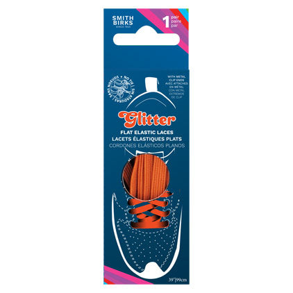 39" FLAT ELASTIC-NO TIE SHOE LACES-ORANGE (1PR)