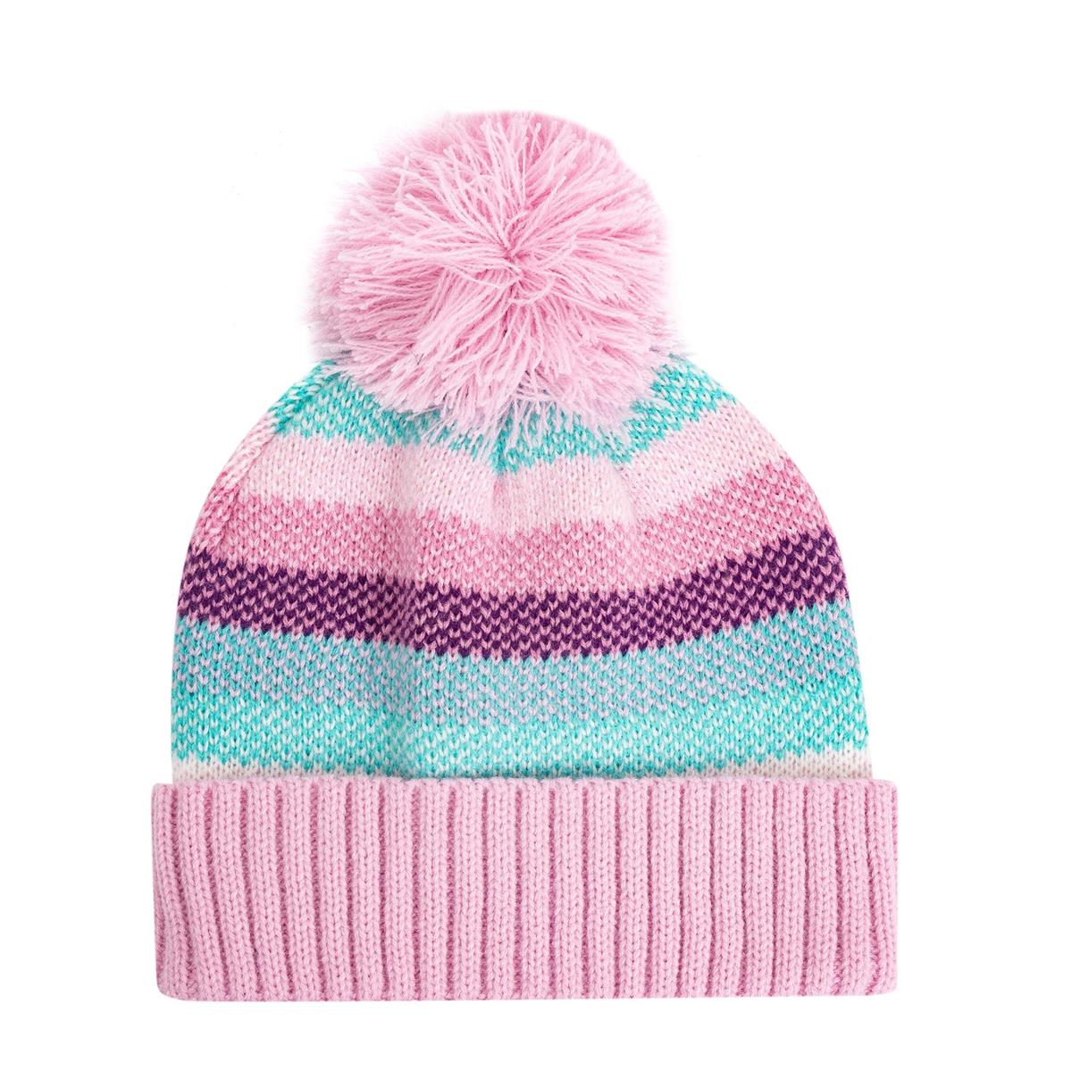 Nordic T. Girls "Jana" Stripe Beanie, w/Pom Pom, 6-8y, 2 asst, ht