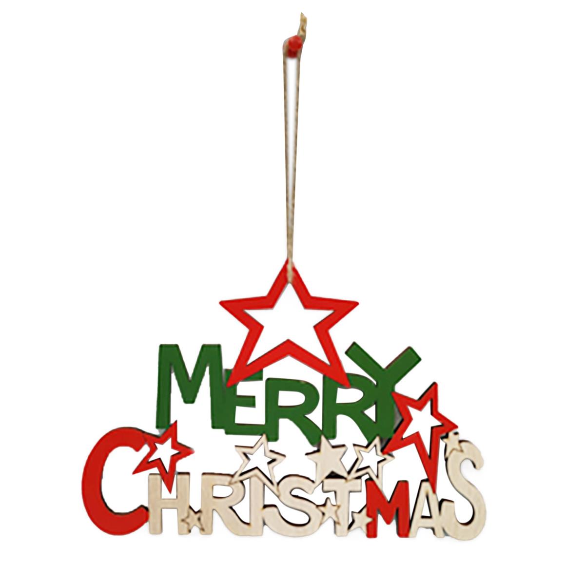 Deco N. "Merry Christmas"  Wooden CutoutHanging DÃ©cor, 8x5", cht