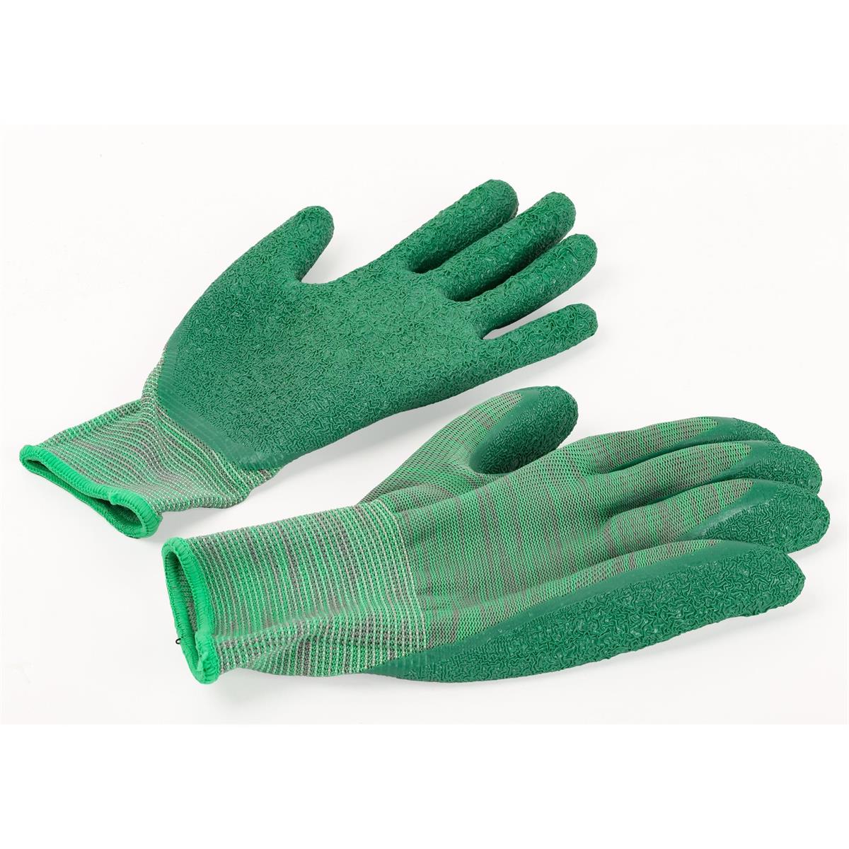 Garden E. Latex/Nylon Garden Gloves One Size, Green, hang tag