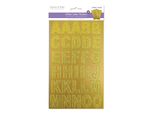 Paper Craft Stickers: 14.5cmx24cm Chipboard Glitter Letters 2sheets A) Gold