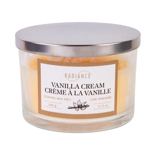 9.5oz Glass Jar Scented Candle, 3-wick w/Lid, Vanilla Cream