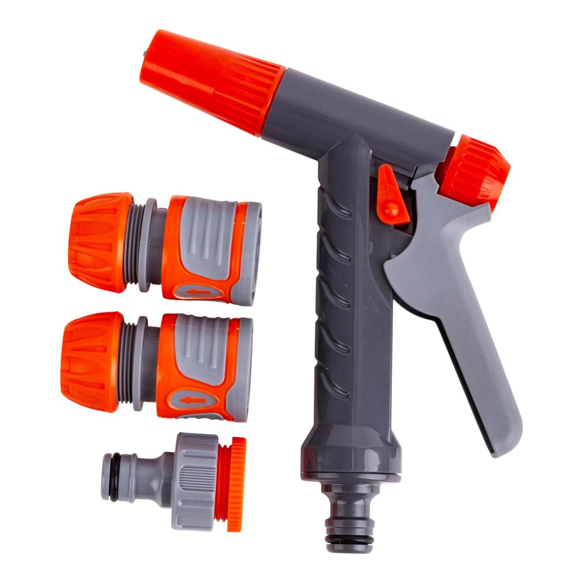 Garden E. 4pc Spray Gun Set, B/C 1 Sprayer, 2 Hose/1 Tap Connectors