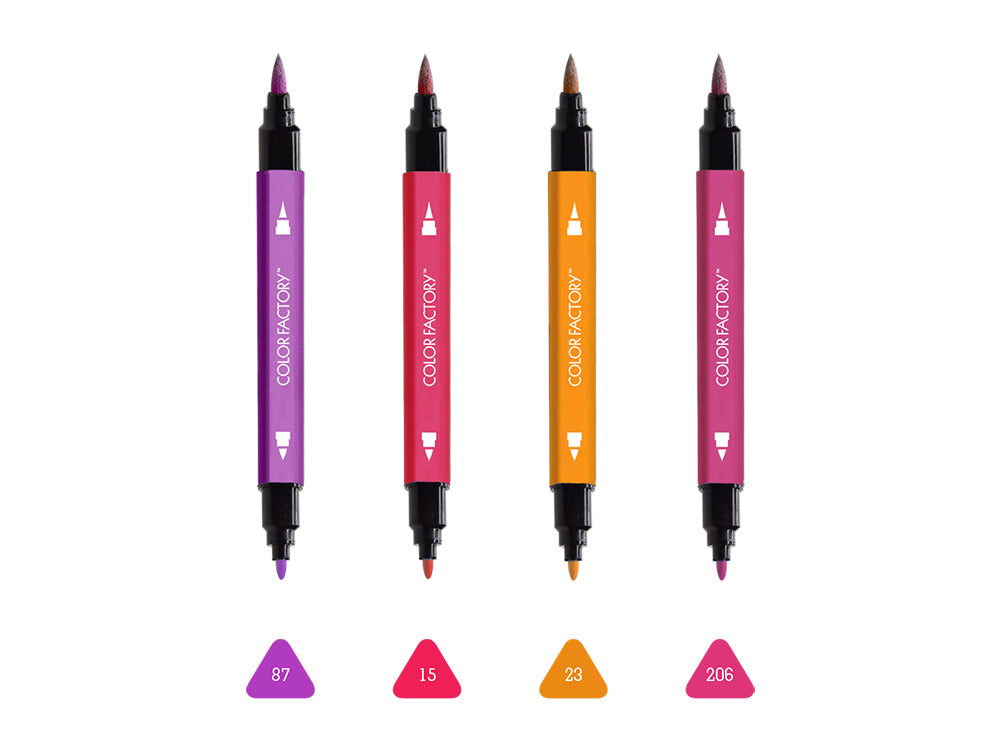 Color Factory: Metallic Dual-Tip Markers Fine+Brush 4pk Water Based D) Fresh