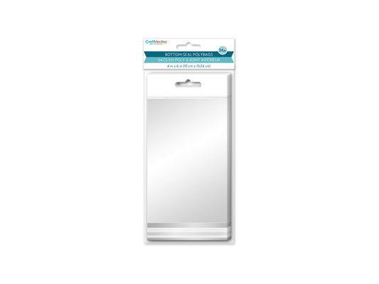 Craft Medley: Bottom-Seal OPP Polybags 4"x6" 24pc White Header