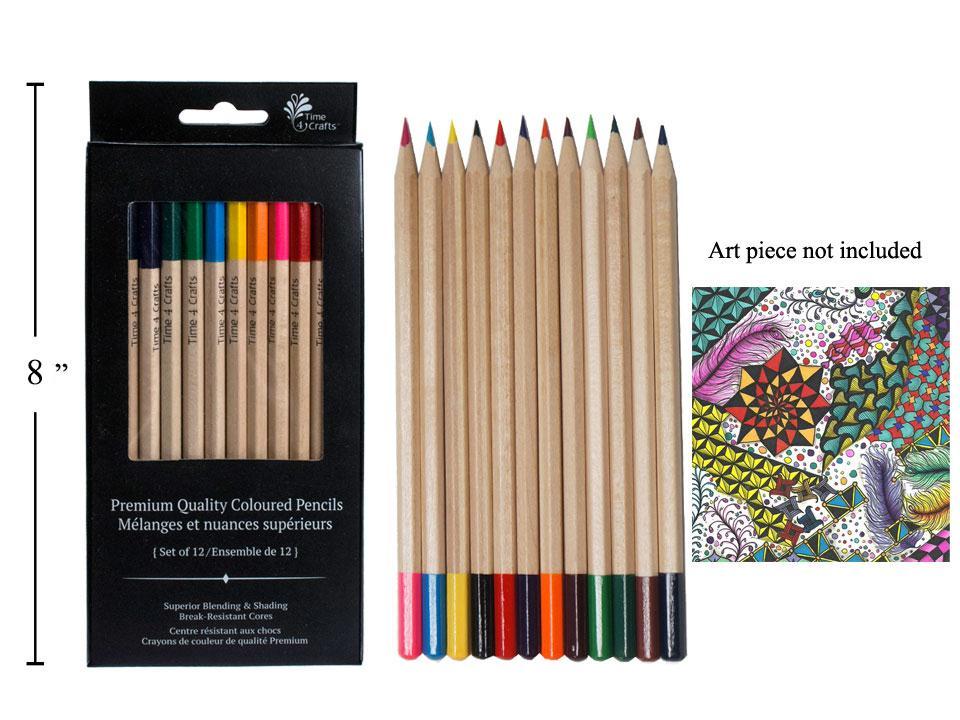 T4C, 12pc Premium Quality Colouring Pencils, Hex Barrel w/ Col Tip, cbx
