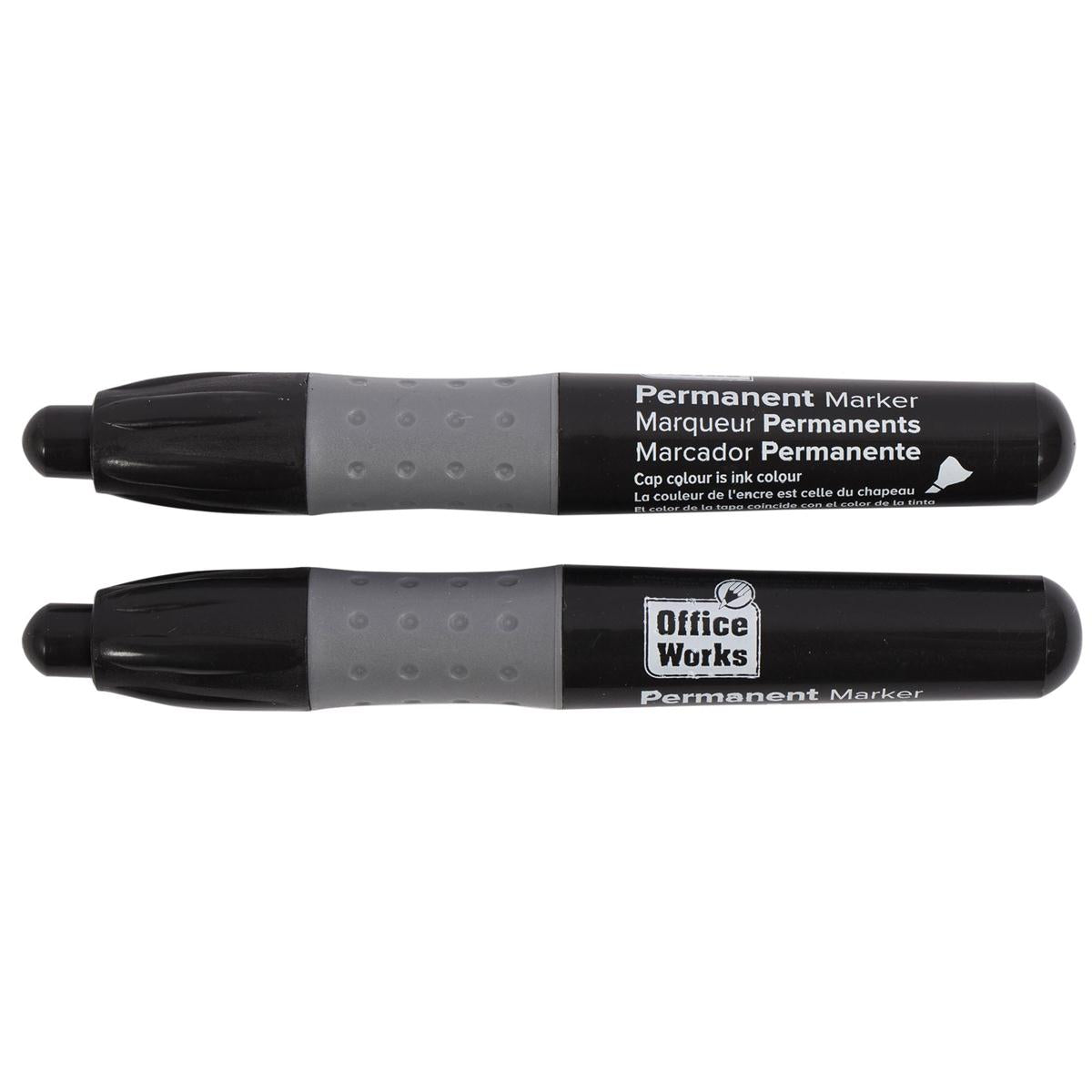 O.WKs. 2-pc Permanent Marker,  Black, Chisel Head, b/c