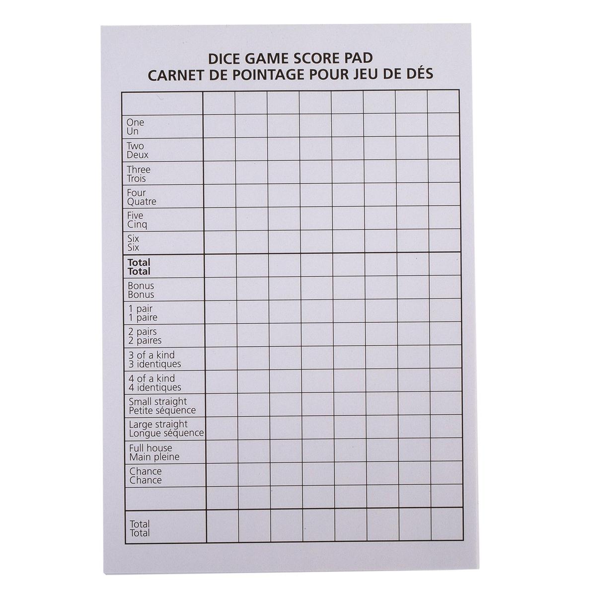 Dice Game Score Pad, J-Hook (P896714)
