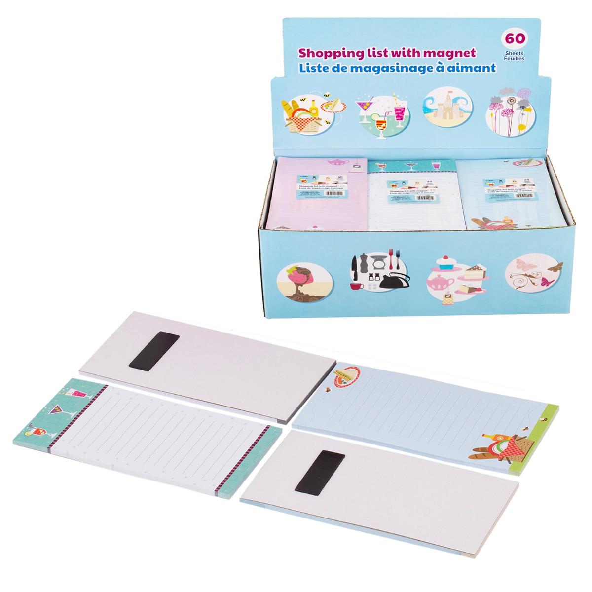 60-sheet Shopping List w/Magnets, 4 styles per 48pcs dsp,