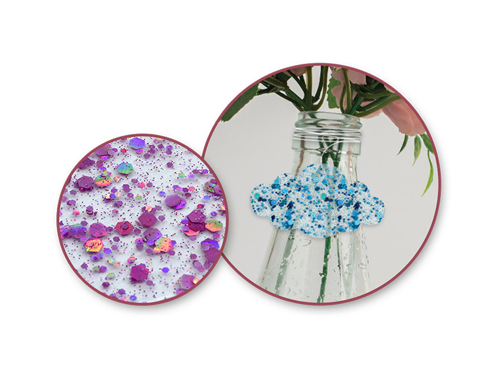 Craft Decor: 5cm-6cm Glitter Infused Acrylic Ornament 3pc Asst A) Unicorn