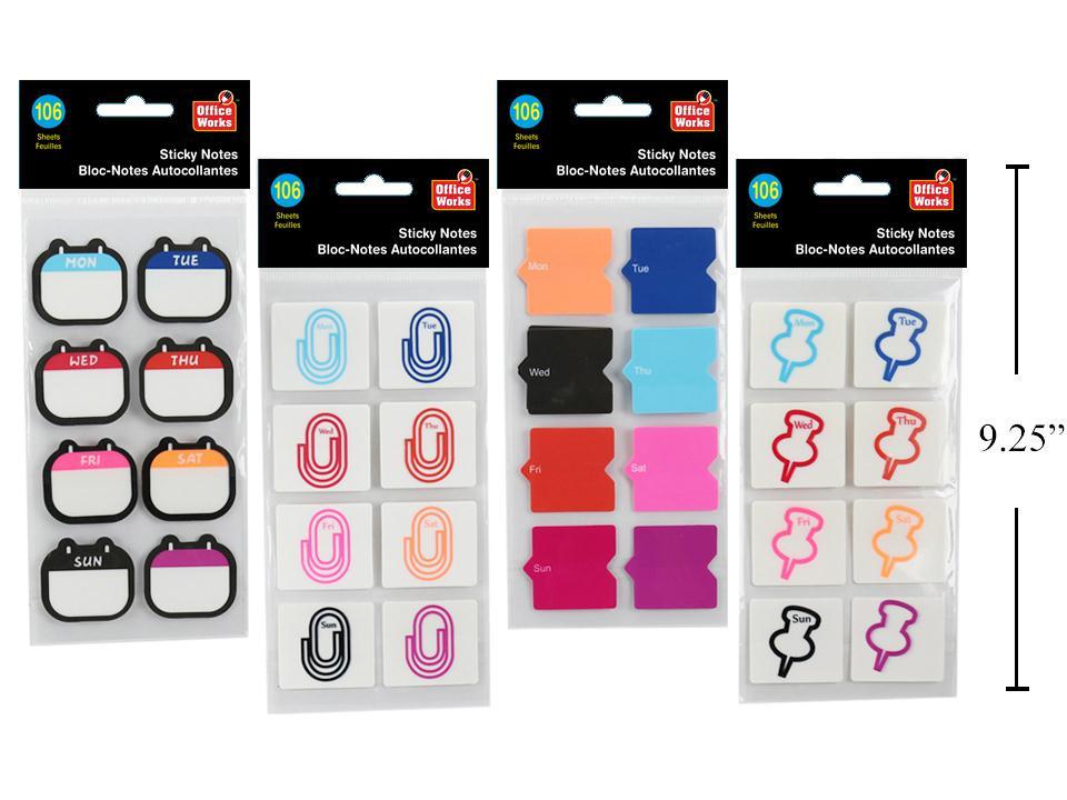 O.Wks, 106Pcs 8 Styles Stick Notes 4 Styles, opp bag