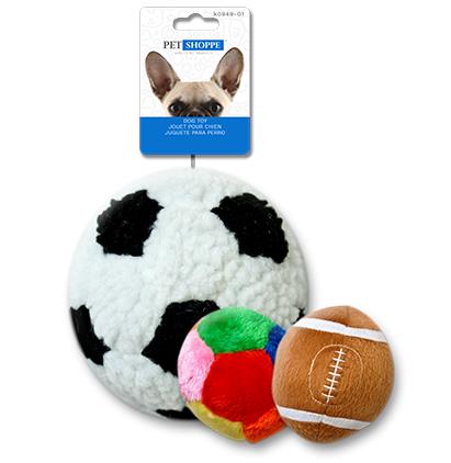 DOG TOY PLUSH SPORTS BALLS