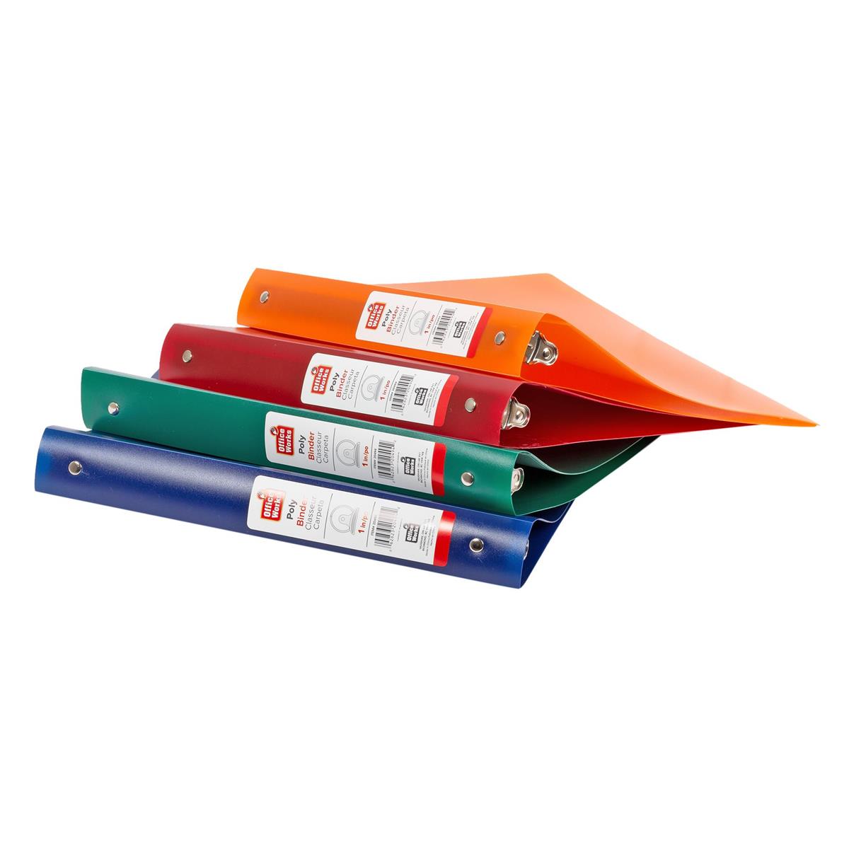 O-Ring 1" Poly Binder w/Booster,  Green/Blue/Orange/Red (PX98237)