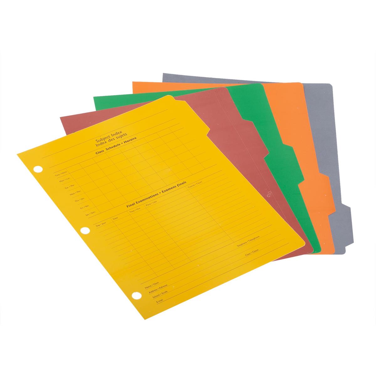 O.WKs. 5-pc Paper Class Schedule Subject Divider, 36/dsp