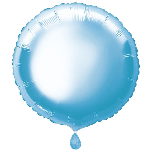 Solid Round Foil Balloon 18"  Packaged - Baby Blue