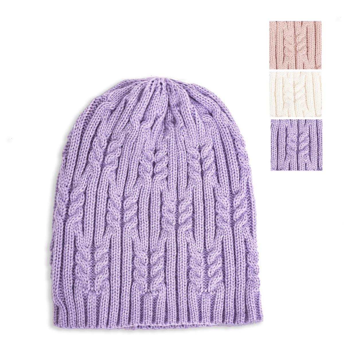 Nordic T. Girls Cable Knit Beanie, 3 asst, hang tag