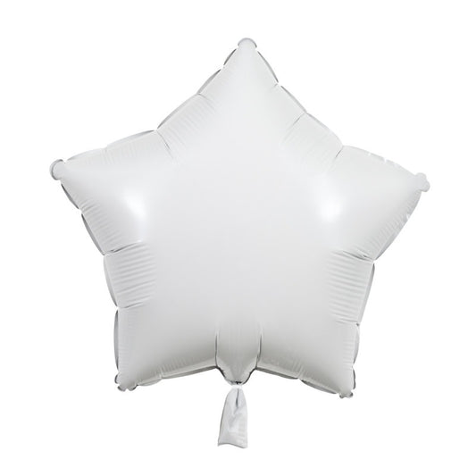White Solid Star Foil Balloon 18"  Packaged