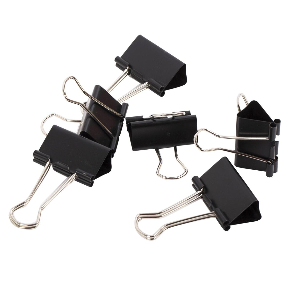 Desk Tech  6-pc 1.25" Binder Clip, Black, b/c