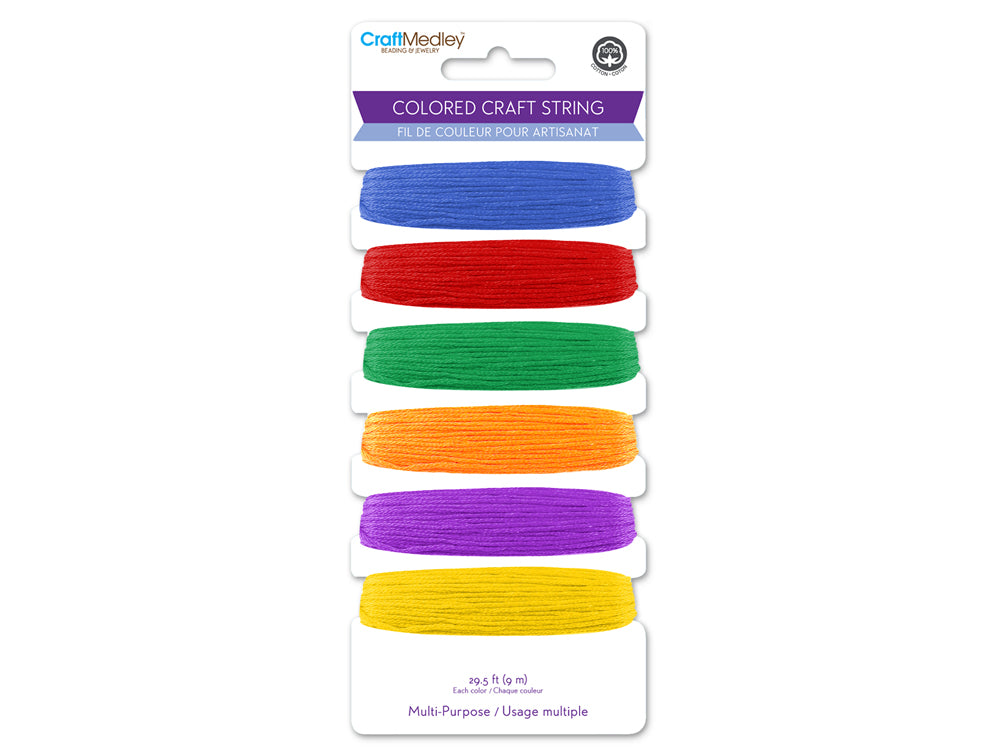 Craft Medley: 59yds 100% Cotton Colored Craft String 29.5ft/Color G) Glamour