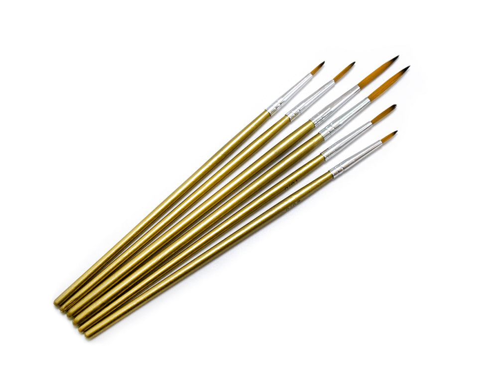 Artist Brush Set: Deluxe Nylon Round Kit x6 2ea#20/0+10/0+1 Wood Handle