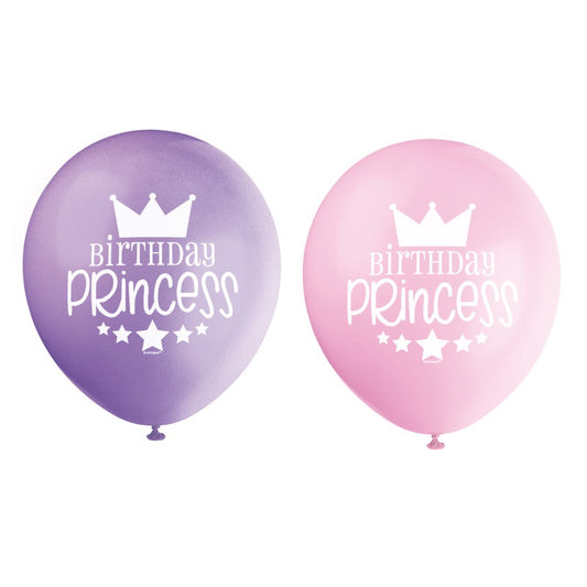 Pink and Purple Birthday Princess 12" Latex Balloons  8ct