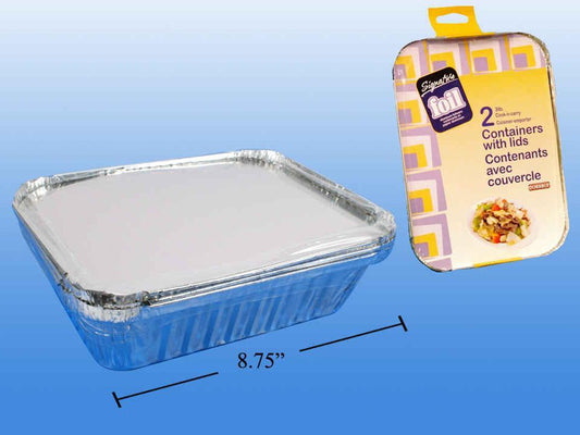 SiG.Kit  2-pc 3-lb Foil Container  w/Lids, 8.75"x6.75"x2" (A311465)