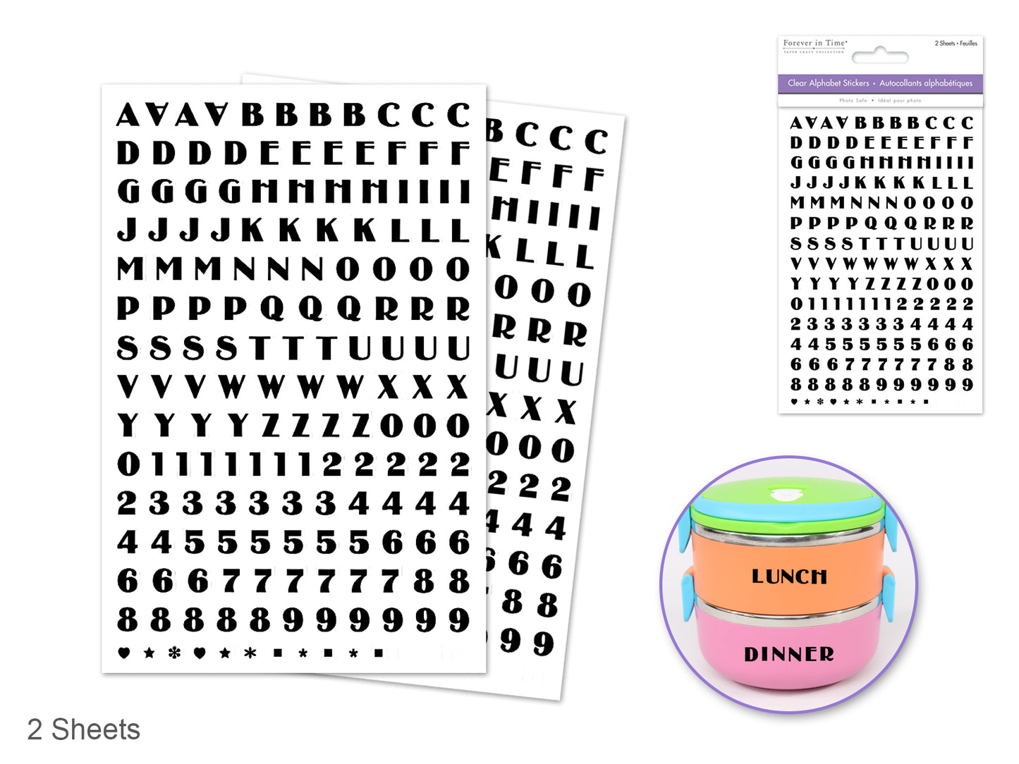 Paper Craft Sticker: 4"x5.25" Mini Fonts 2 Sheets D) Block