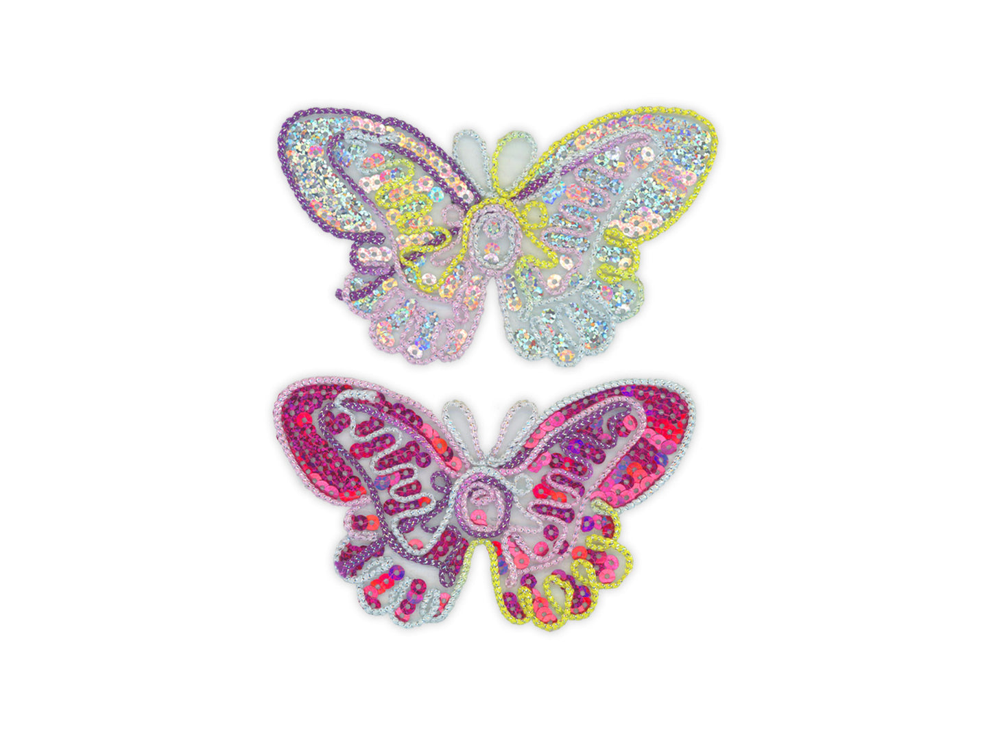 Paper Craft Emb: 5"x3" Sequin Butterflies 2pc Assorted A) Pastel
