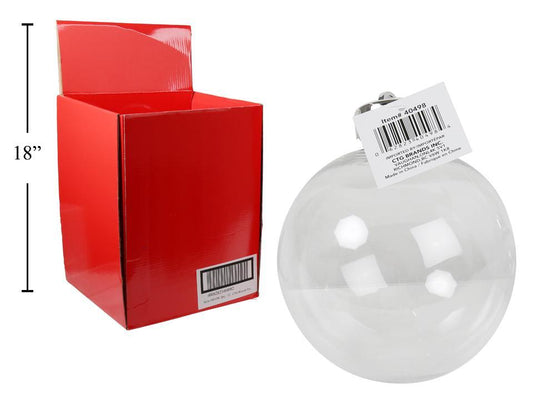 Xmas D.I.Y.100mm Clear Plastic Ball Ornament, hangtag, 18/PDQ