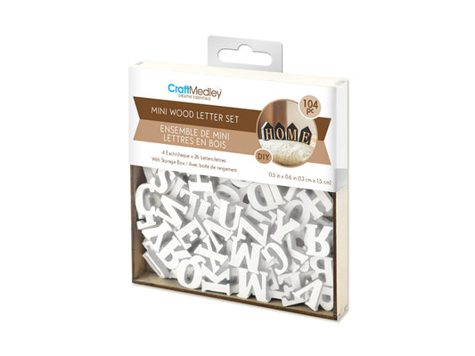 Craftwood: 1.3x1.5cm Mini Letter Box Set 104pc (4ea x 26 Letters) 2mm(T) A) White