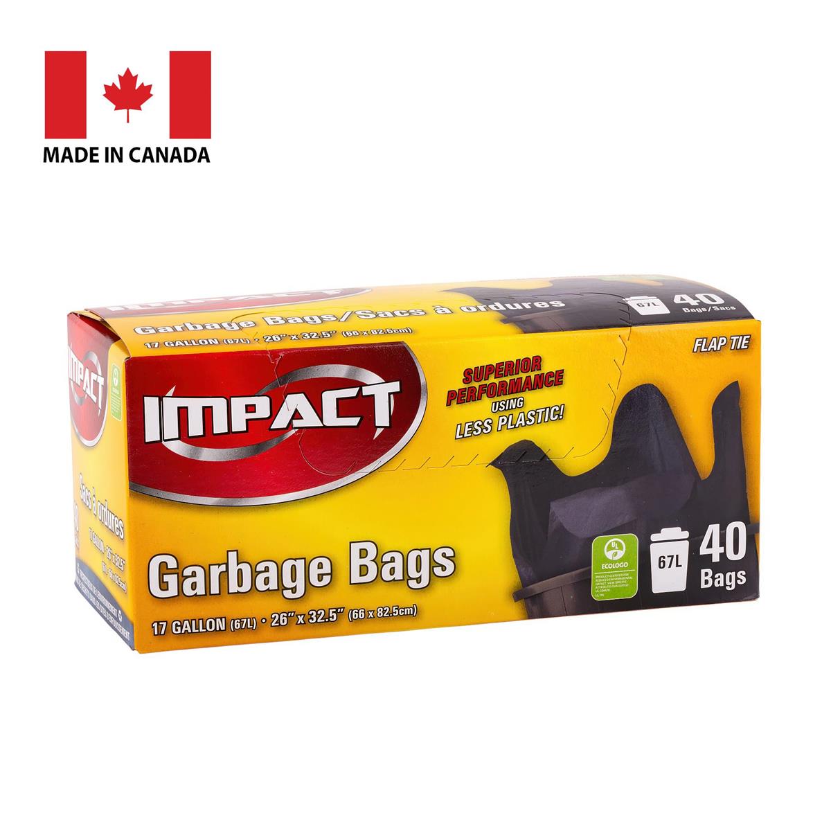 Garbage Bags w/ Flap Ties: 40/PK - 26x32.5", Black
