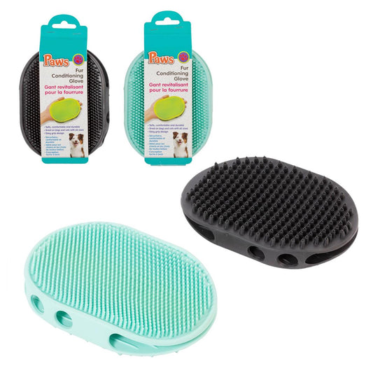 PAWS Fur Conditioning Glove, 2/s, wrap card, grey, teal