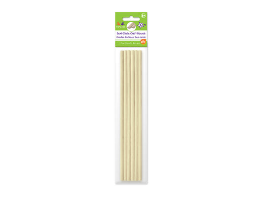 Craftwood: 3mm*6mm*30cm(L) Natural Semi-Circle Dowel x6