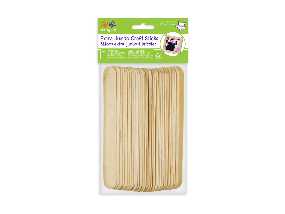Craftwood: 7 7/8"x0.8" Extra Jumbo Natural Craft Sticks 25/pk