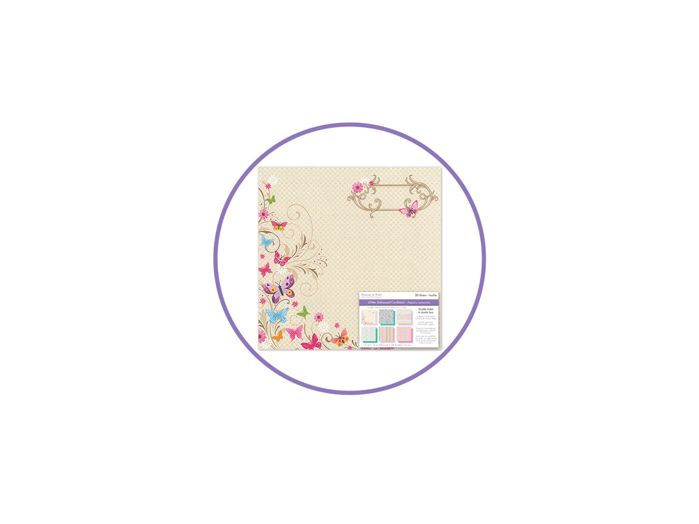 Cardstock: 12"x12" Glitter Embossed Dble-Sided 5eax6styles A) Butterfly & Floral
