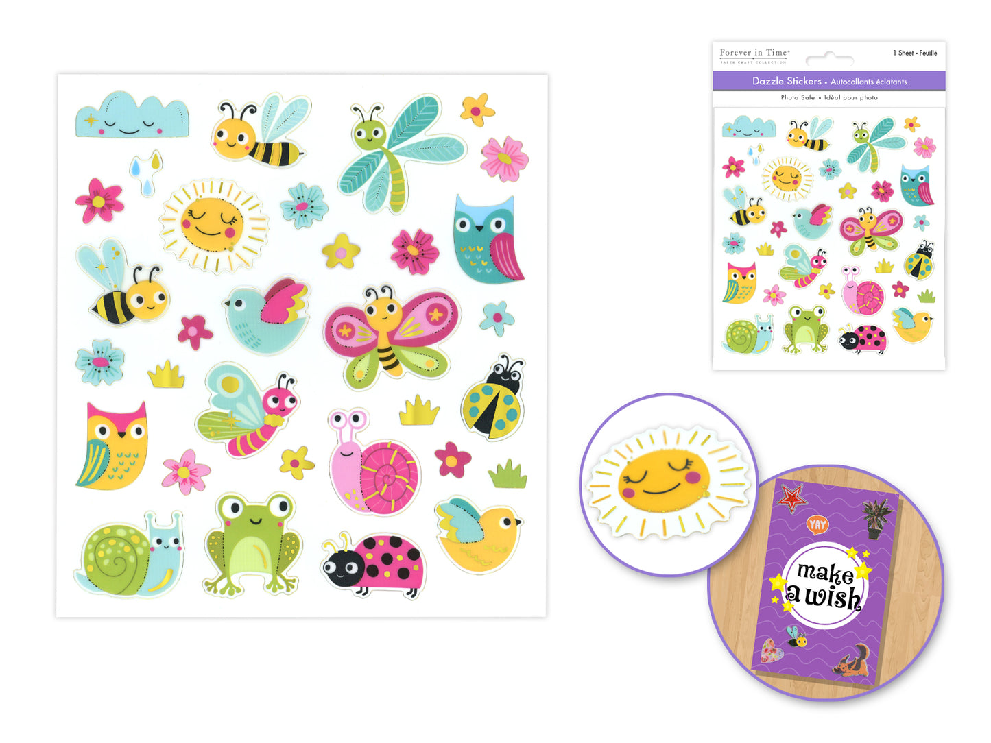 Paper Craft Stickers: 6"x6.5" Dazzle Effects B) Creature Frolic