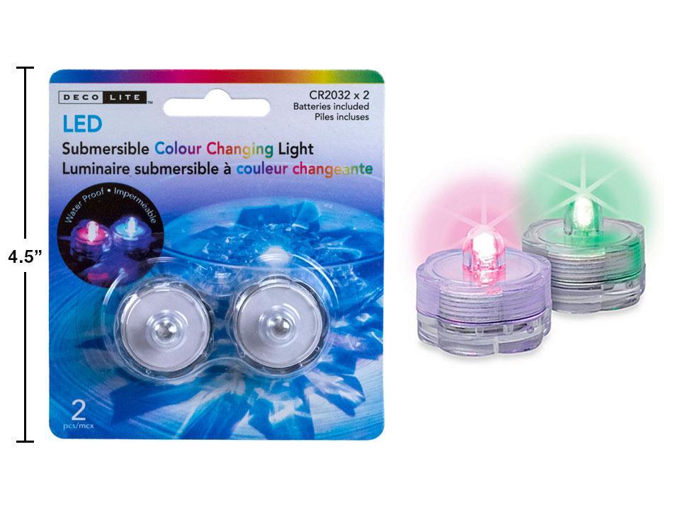 Deco Lite 2pk Submersible LED Tealights Colour Changing, 2xCR2032 (batteries incl.), blister