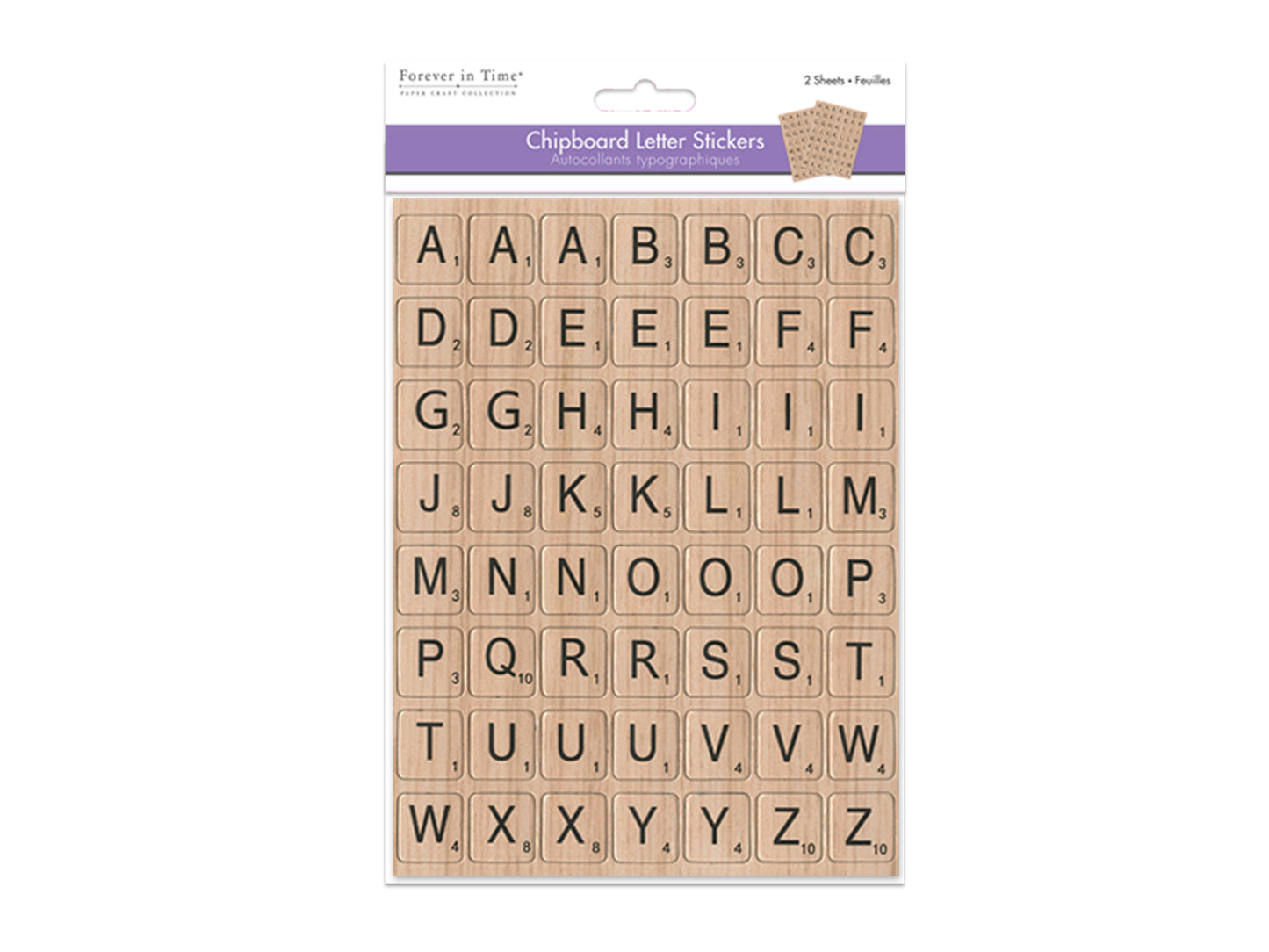 Paper Craft Stickers: 15x20cm Chipboard Letters x112 (2x2cm) 2sheets