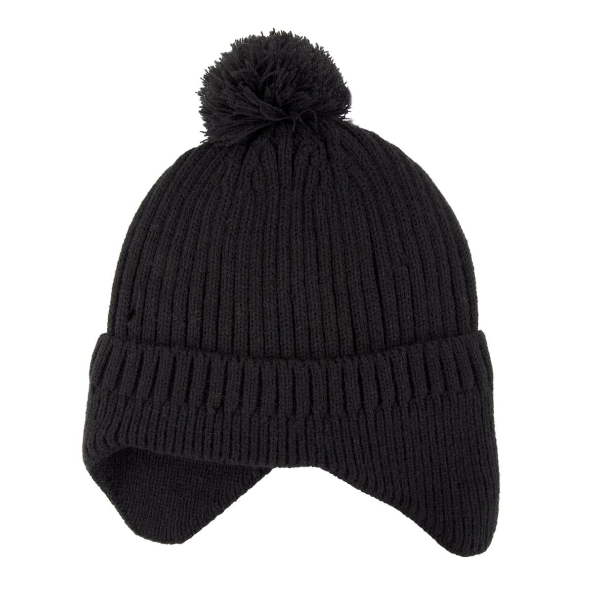 Nordic T. Kids Hat w Ear Cover,w pom pom, 2 asst, ht