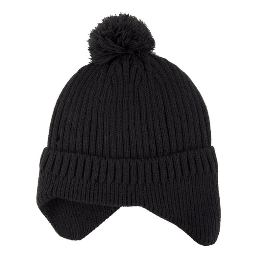 Nordic T. Kids Hat w Ear Cover,w pom pom, 2 asst, ht