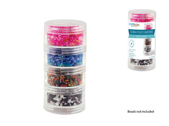 Craft/Bead Storage: 1 7/8"x1" Screw-Stack Canisters x4