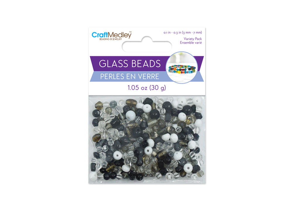 Glass Beads: 3mm-7mm Mix-Pack 30gms D) Classic